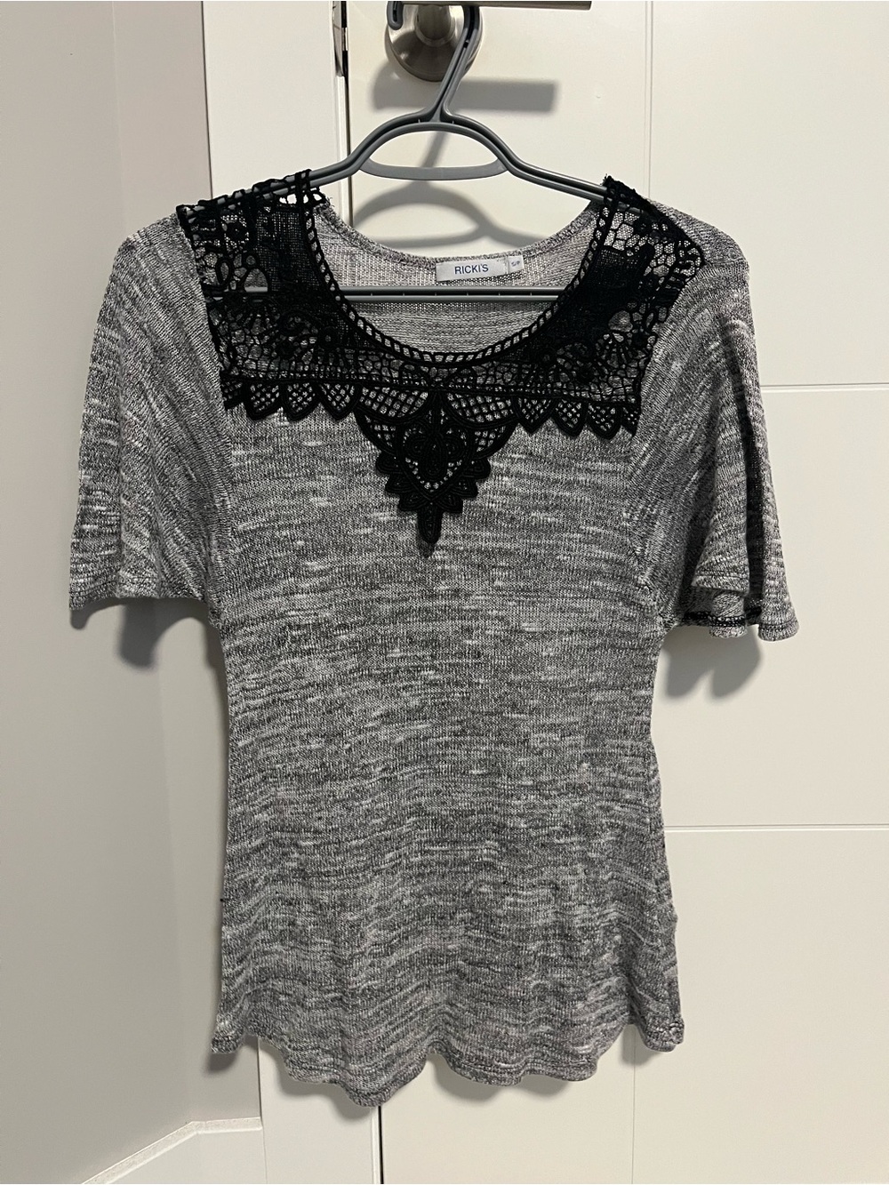 Ricki's Gray Knit Top with Black Design